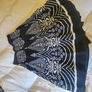 Darling Navy and White Patterned A-Line Skirt